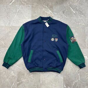 Vintage Gap Bomber Jacket Mens Large Explore Patch Colorblock Flannel Lined